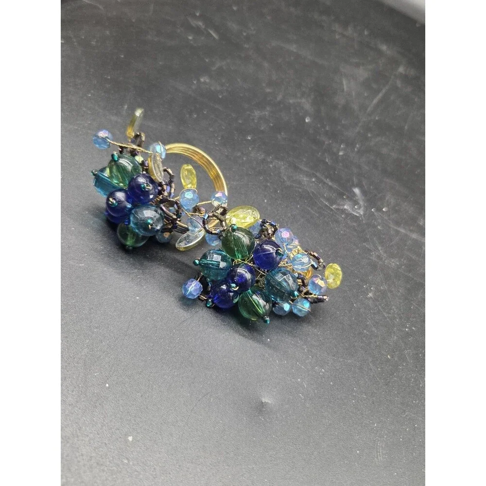 Set of 2 Beaded Napkin Holders Blue Bead Copper Ring